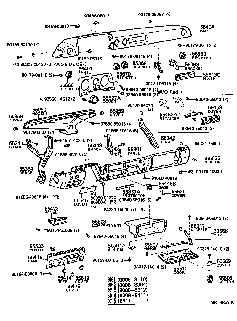 Toyota 55351-90A03 BRACE, INSTRUMENT PANEL TO FLOOR