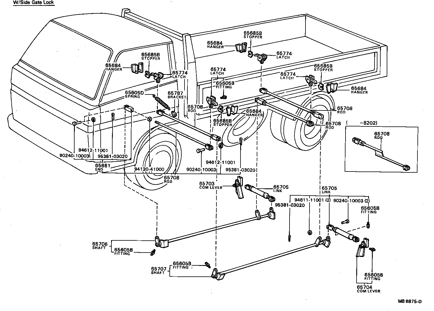 65671-96302 ARM, TAIL GATE LOCK ROLLER product image