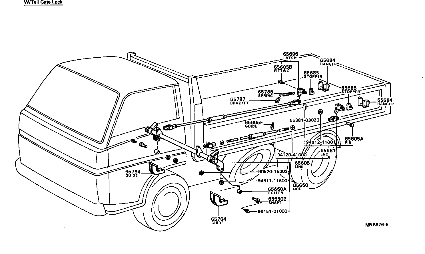 65671-96302 ARM, TAIL GATE LOCK ROLLER product image