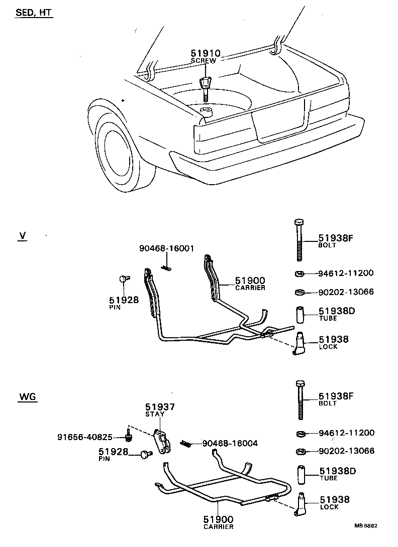 51900-91612 CARRIER ASSY, SPARE WHEEL product image