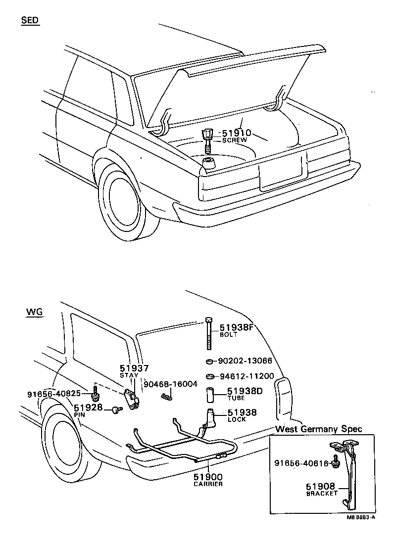 51908-91601 BRACKET SUB-ASSY, SPARE WHEEL CARRIER product image