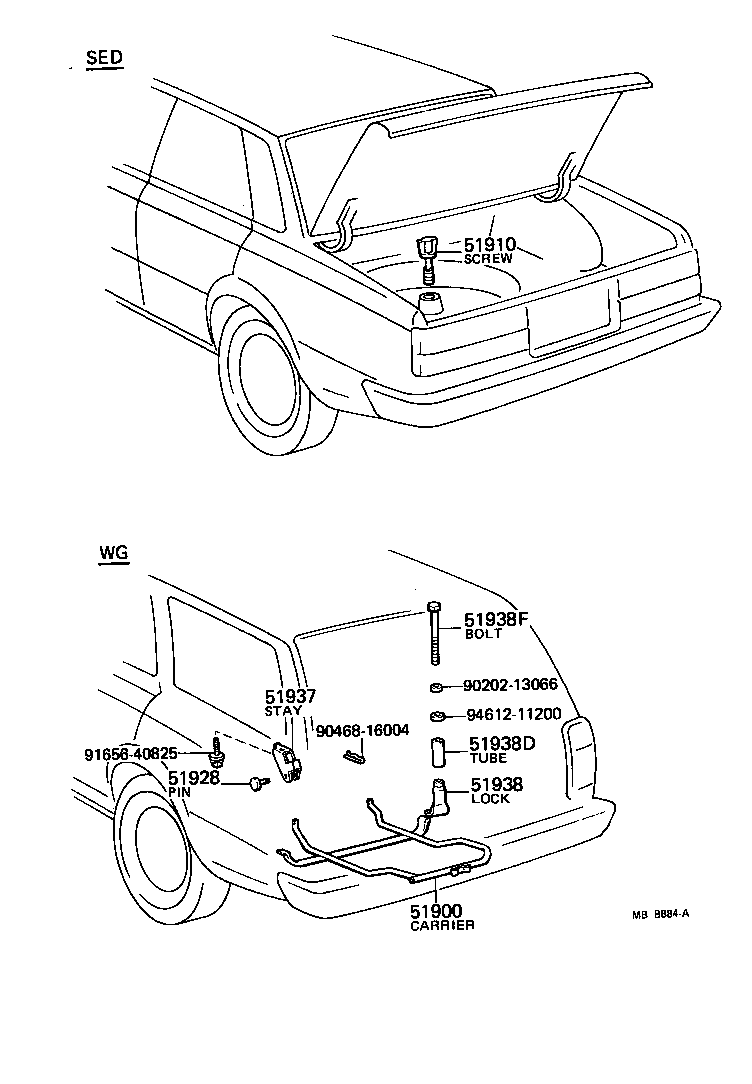 Toyota 51903-91613 CARRIER ASSY, SPARE WHEEL