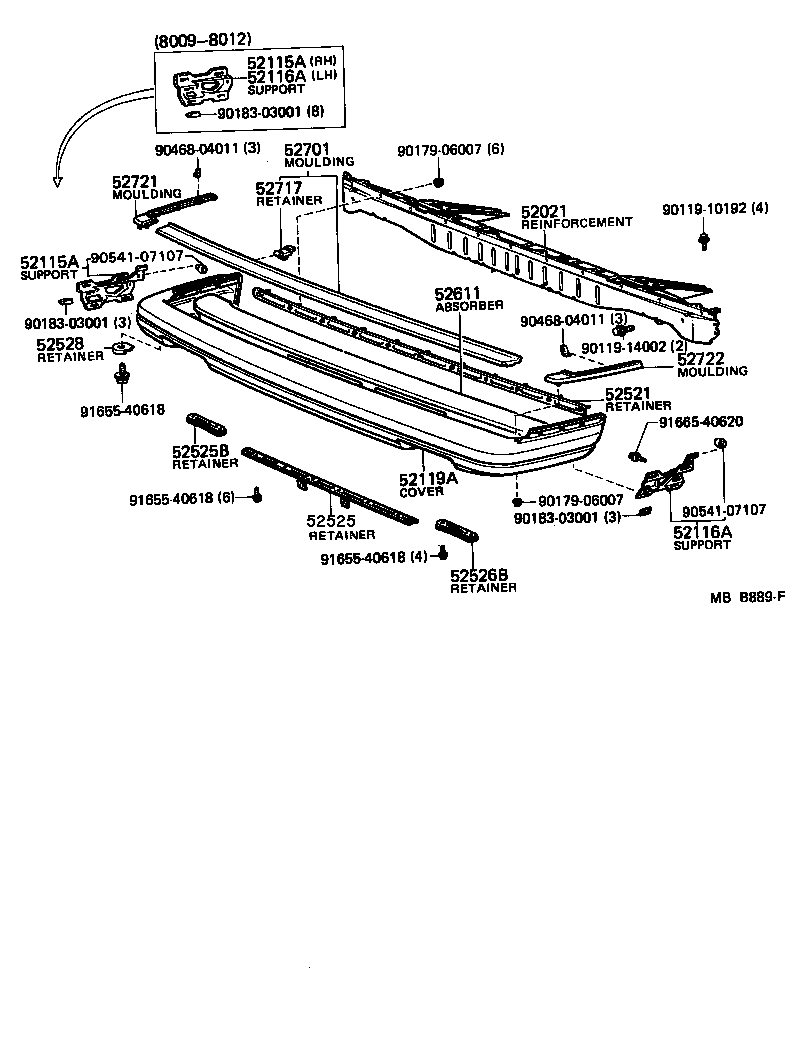 Toyota 52611-22020 ABSORBER, FRONT BUMPER ENERGY