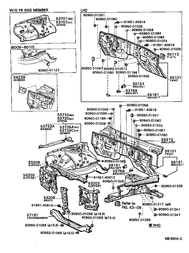 53701-22907 APRON SUB-ASSY, FRONT FENDER, RH product image