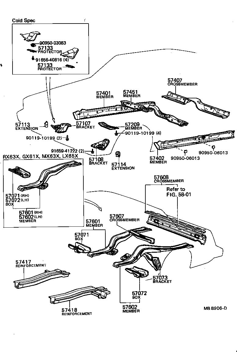 57255-22150 MEMBER SUB-ASSY, ENGINE REAR SUPPORT product image