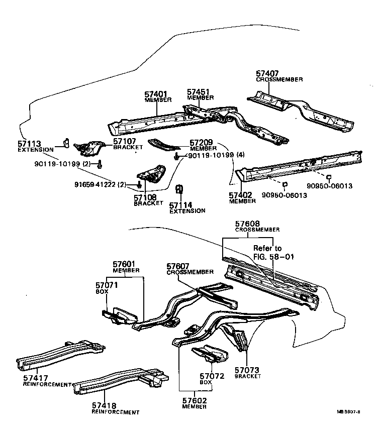 57451-22012 MEMBER, FRONT FLOOR CROSS product image
