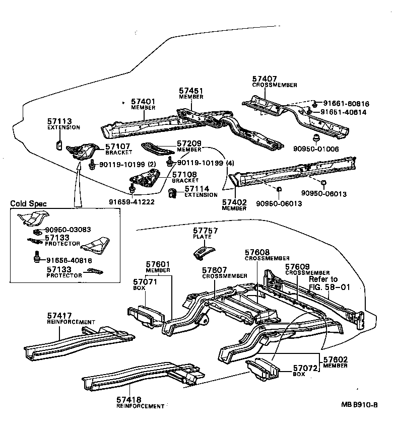 57255-22150 MEMBER SUB-ASSY, ENGINE REAR SUPPORT product image