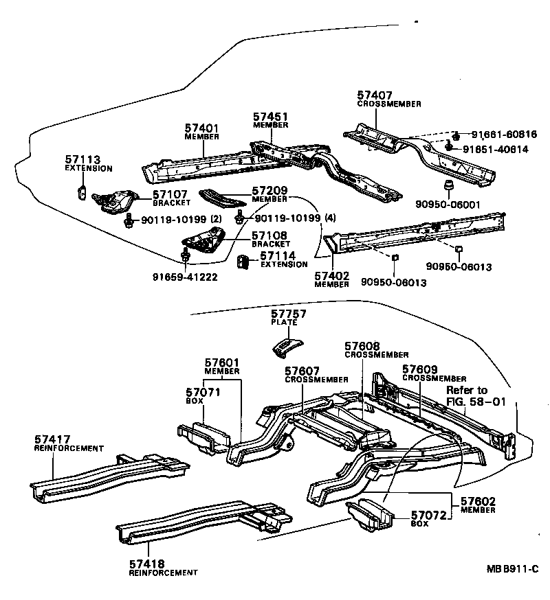57451-22012 MEMBER, FRONT FLOOR CROSS product image