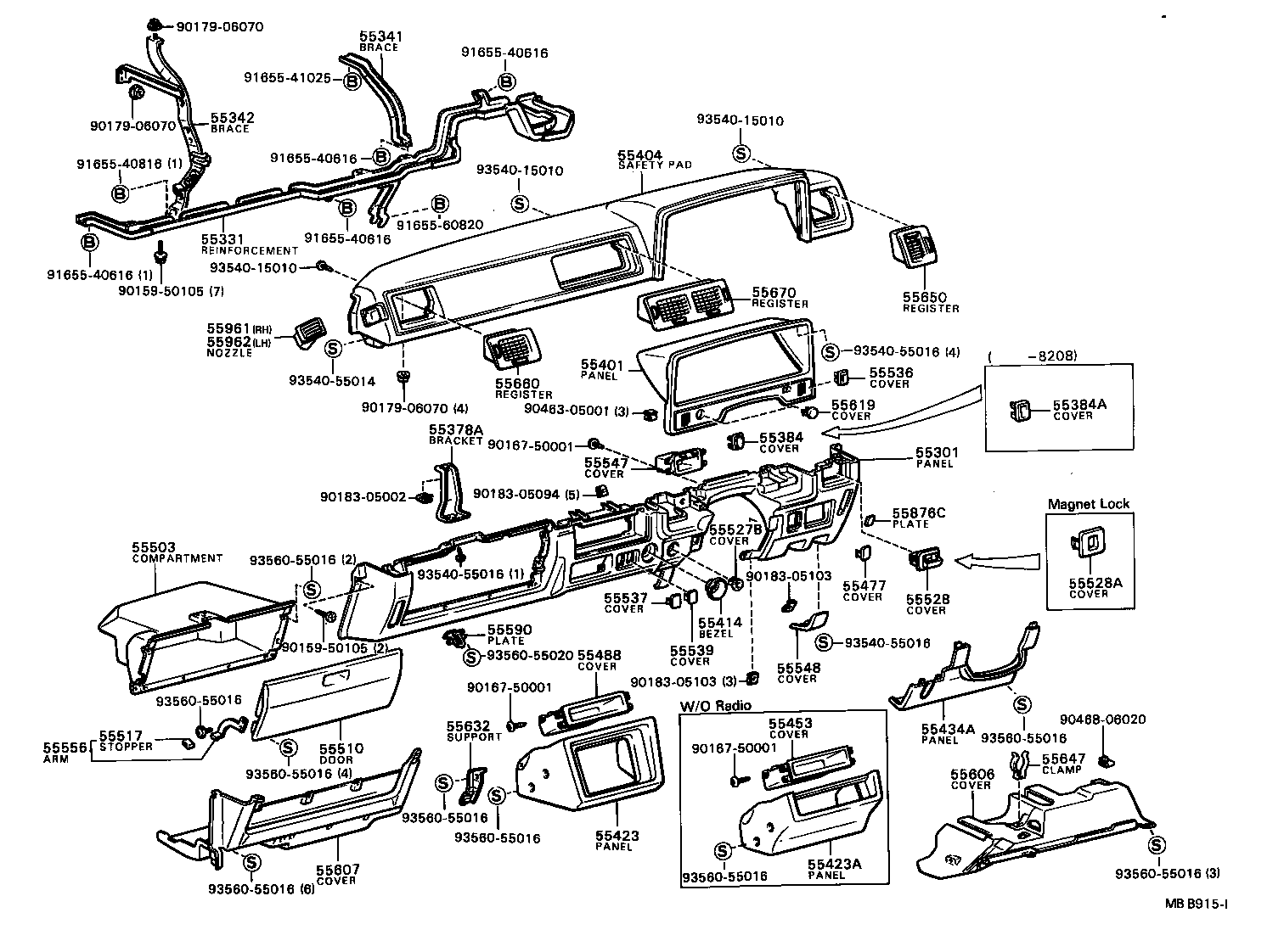 55341-22040 BRACE, INSTRUMENT PANEL, NO.1 product image