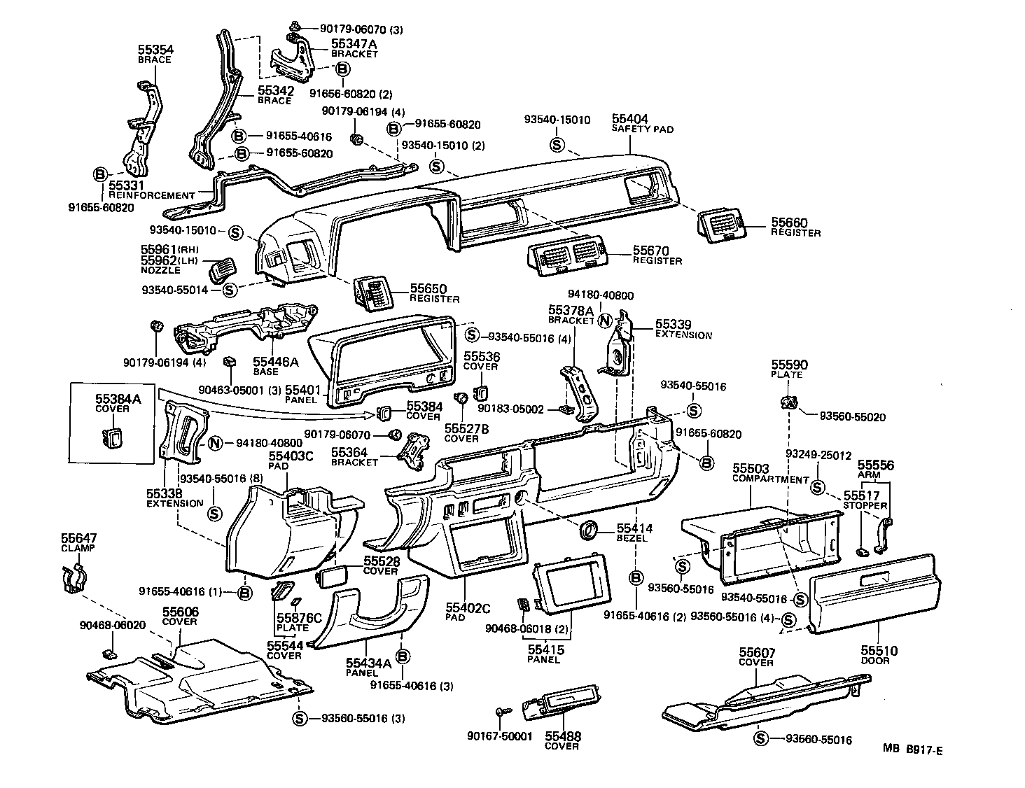 Toyota 55534-30050-04 COVER, SPARE SWITCH HOLE