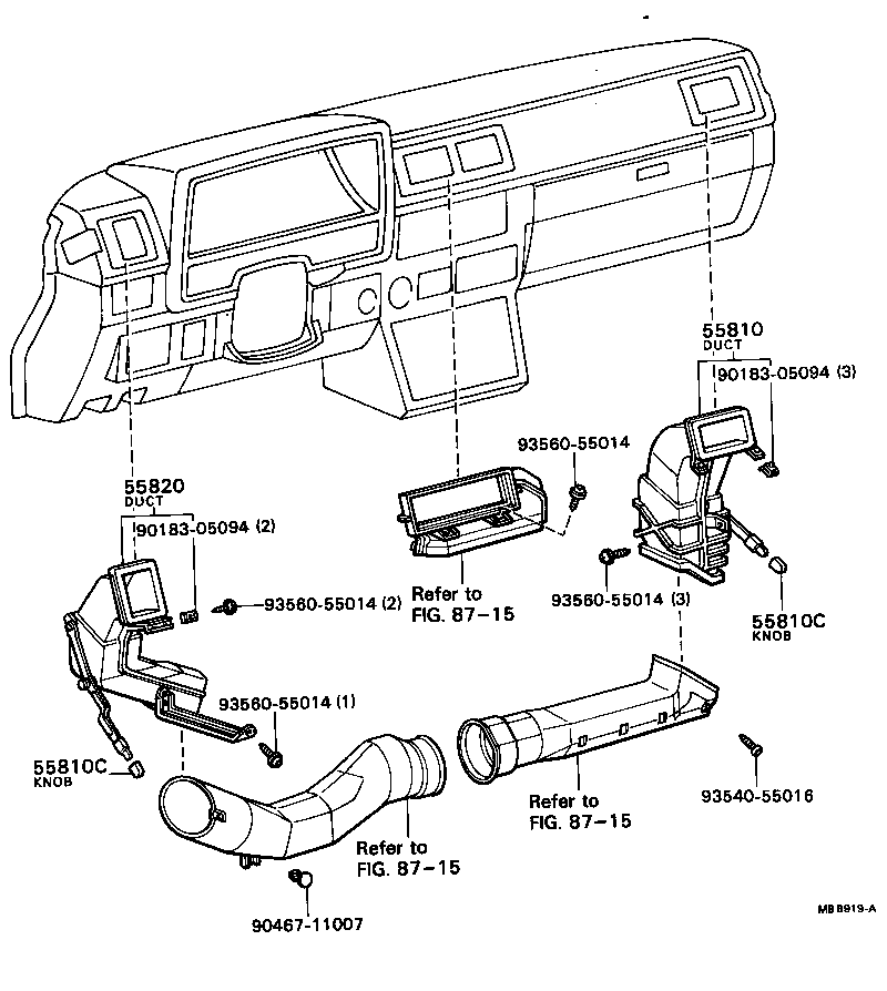 55084-22020 DUCT ASSY, SIDE VENTILATOR, RH product image