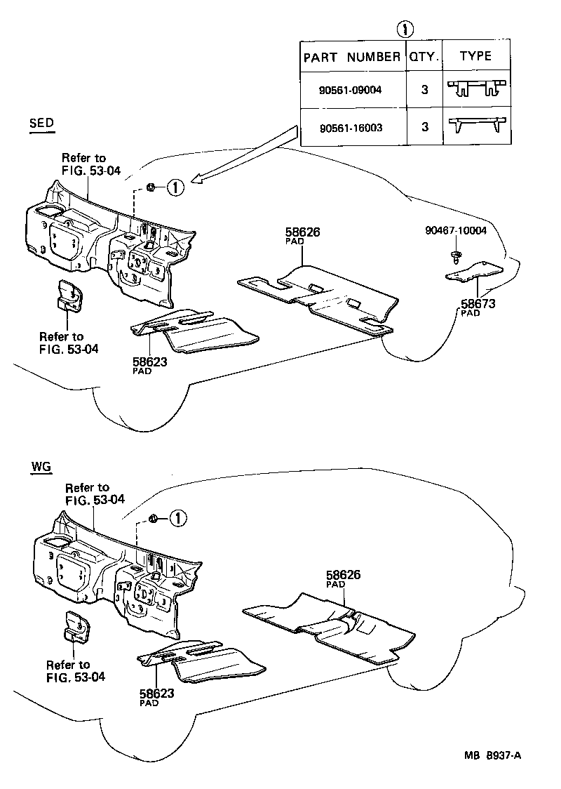 Toyota 58623-22100 PAD, FLOOR SILENCER, FRONT CENTER
