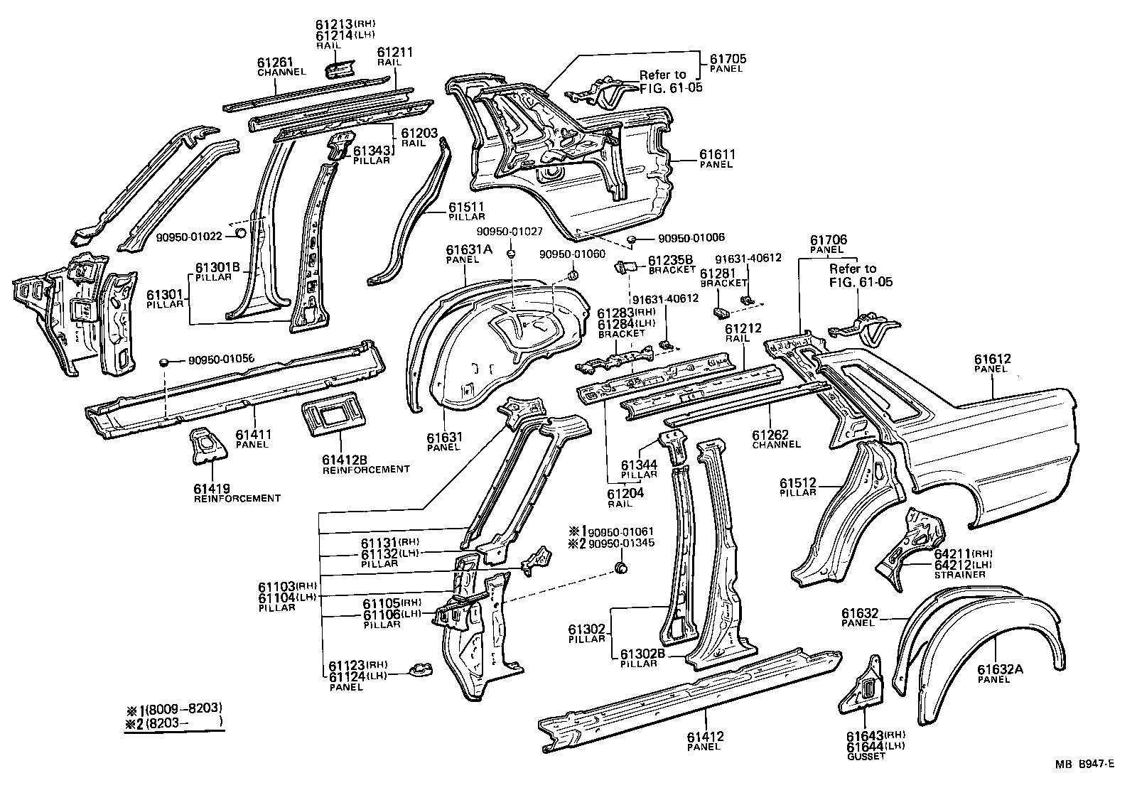 Toyota 61284-22010 BRACKET, SLIDING ROOF HOUSING MOUNTING, NO.3 LH