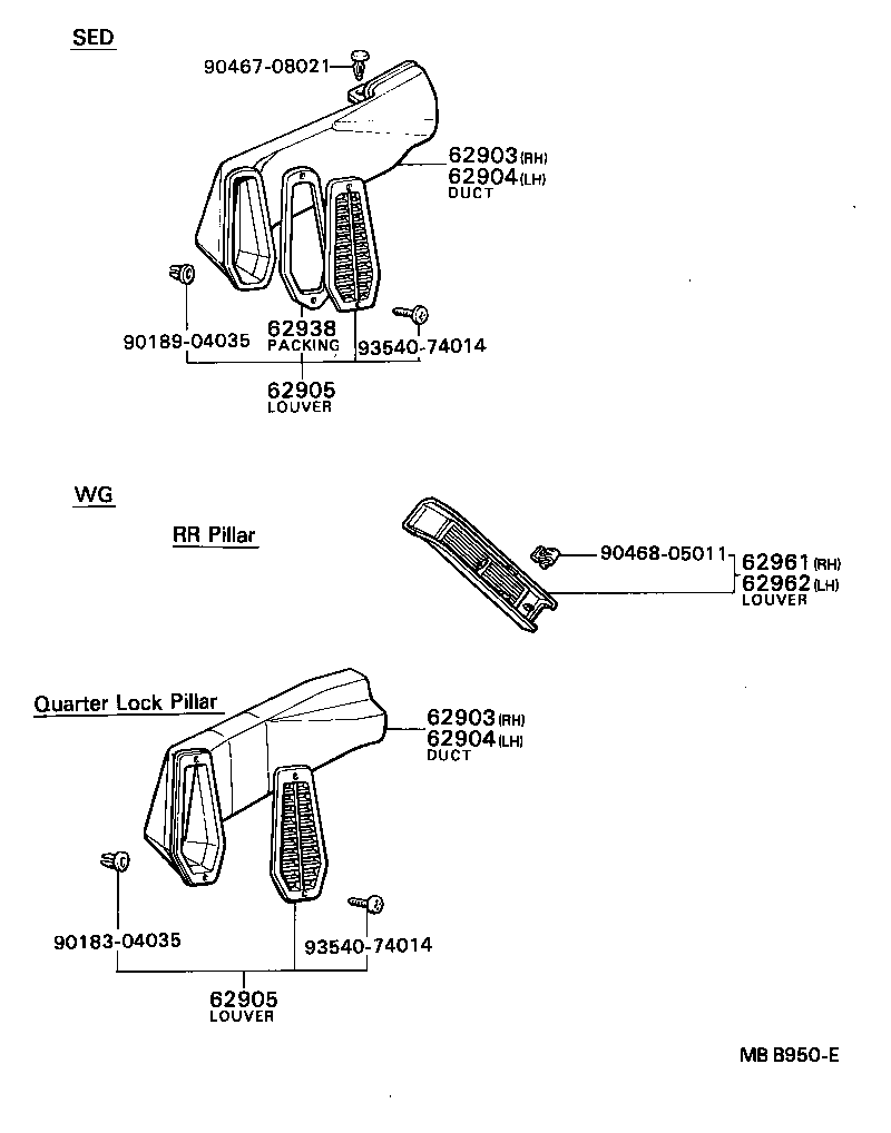 Toyota 62951-29145 LOUVER, QUARTER VENTILATION