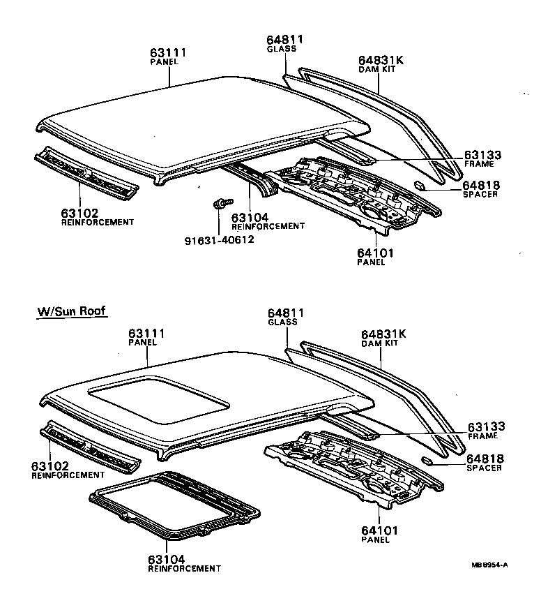 63103-91602 REINFORCEMENT SUB-ASSY, ROOF PANEL, CENTER product image