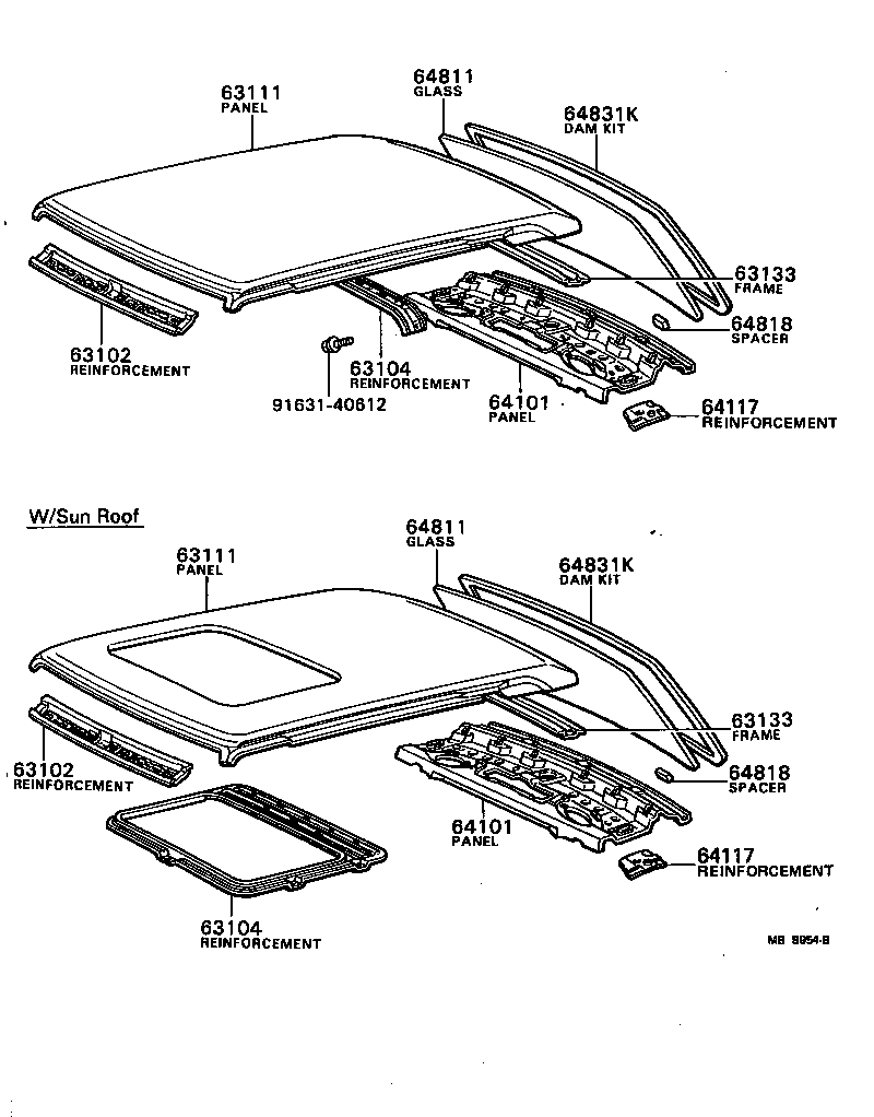Toyota 63103-22060 REINFORCEMENT SUB-ASSY, ROOF PANEL, CENTER