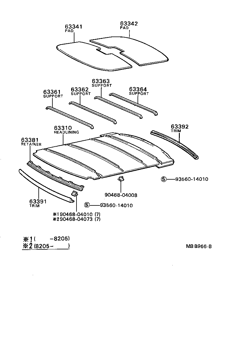 63363-22040 SUPPORT, ROOF HEADLINING, NO.4 product image