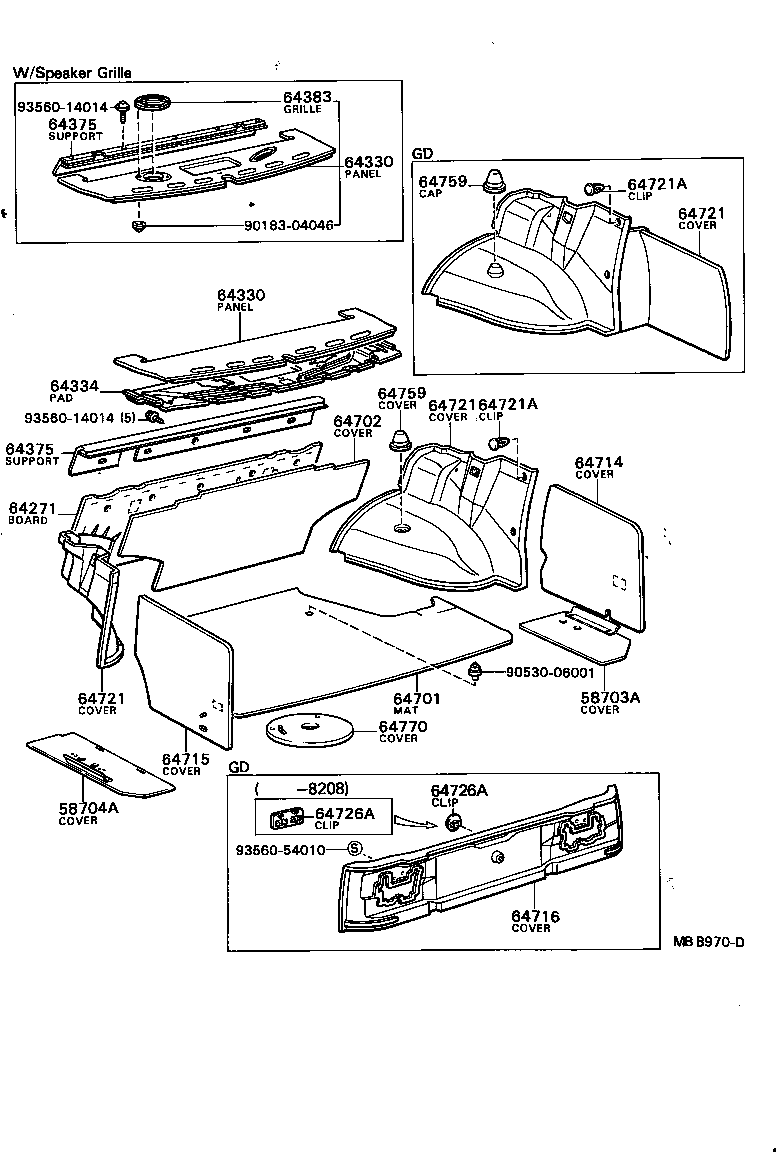 58703-95800 COVER SUB-ASSY, LUGGAGE COMPARTMENT SIDE, RH product image