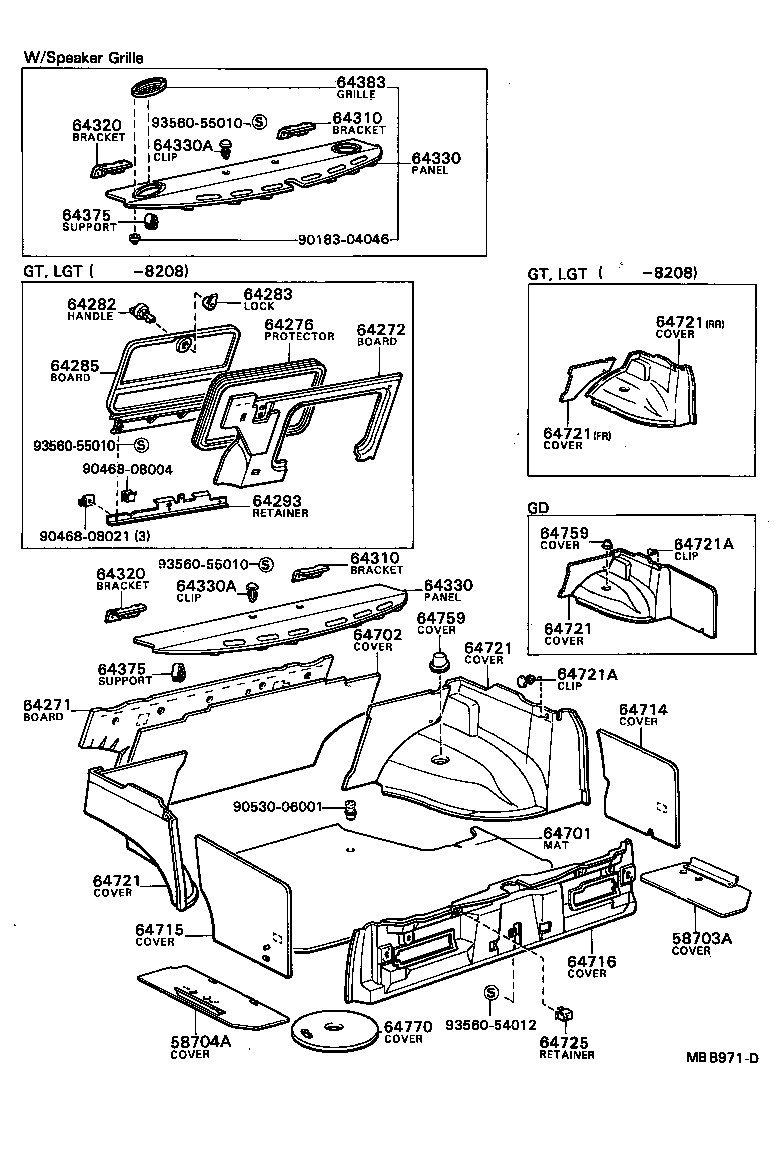 58703-95800 COVER SUB-ASSY, LUGGAGE COMPARTMENT SIDE, RH product image
