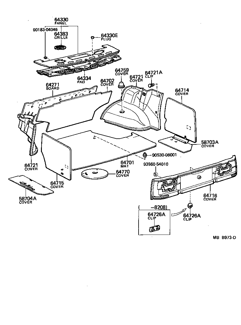 Toyota 58703-22040 COVER SUB-ASSY, LUGGAGE COMPARTMENT SIDE, RH