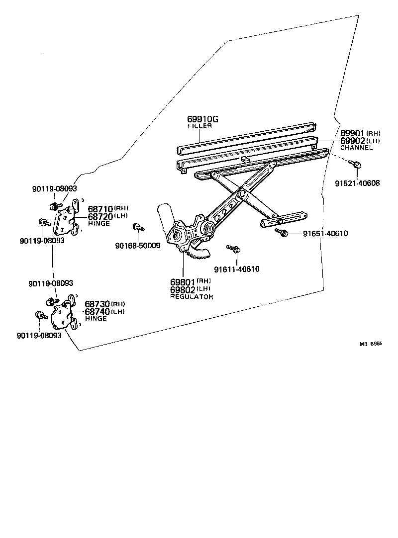 69901-22020 CHANNEL SUB-ASSY, FRONT DOOR GLASS, LH product image