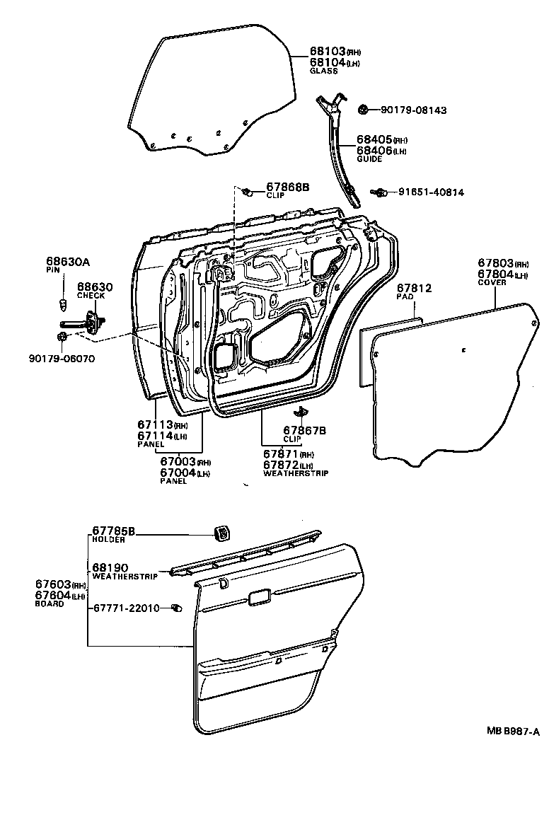67405-95801 GUIDE SUB-ASSY, REAR DOOR WINDOW, FRONT RH product image