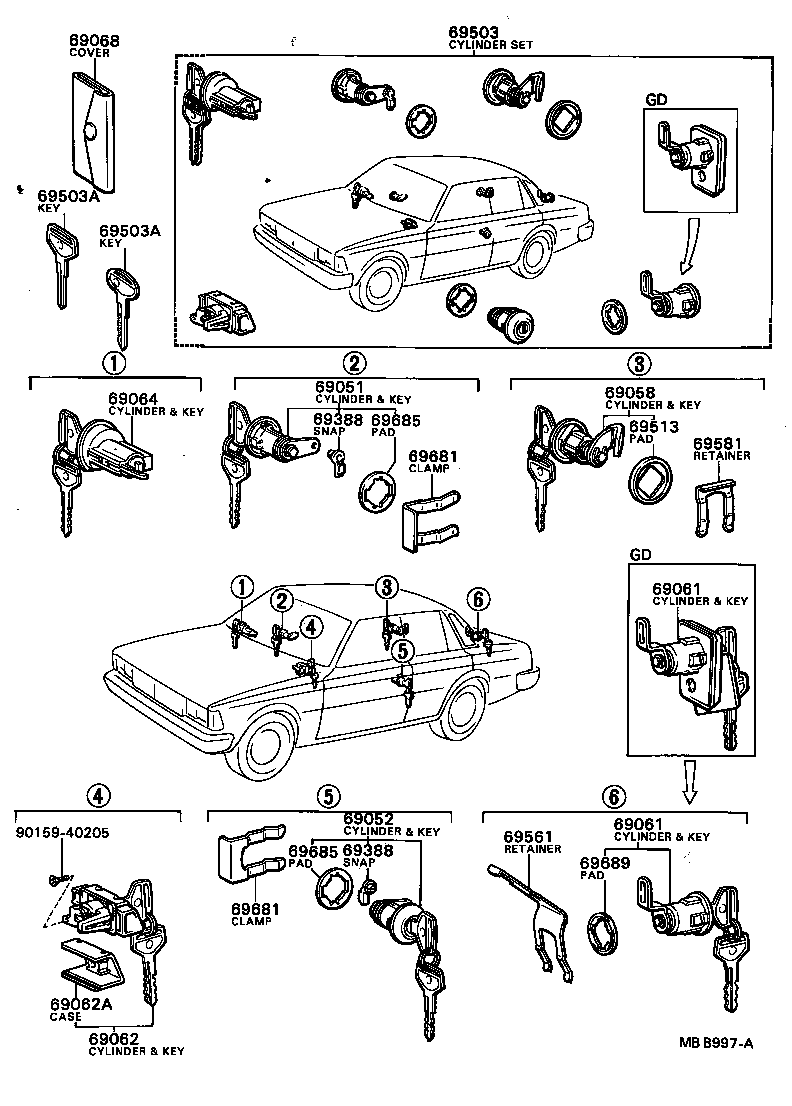 69005-22240 CYLINDER SET, LOCK product image