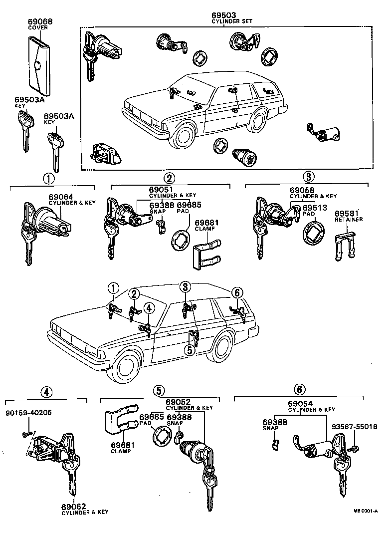 69005-22240 CYLINDER SET, LOCK product image