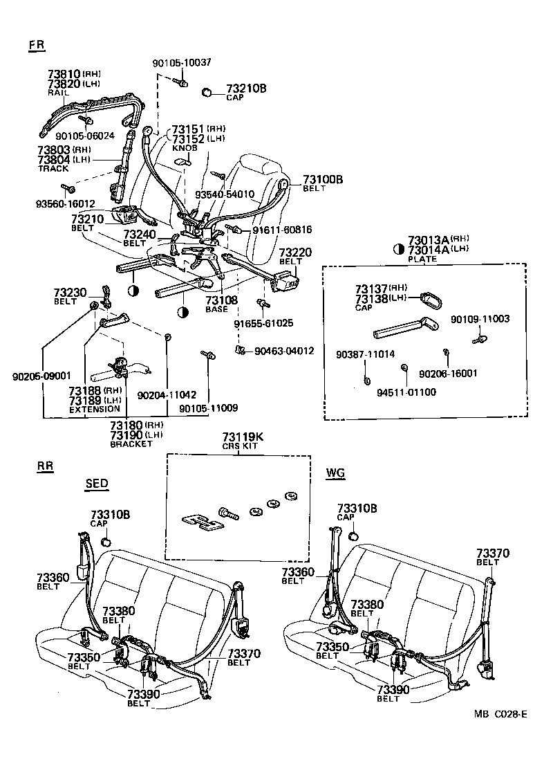 Toyota 73230-22160-01 BELT ASSY, FRONT SEAT INNER, RH