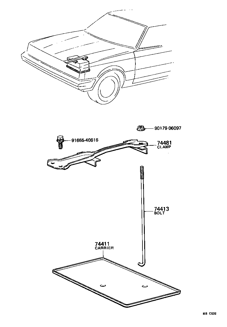 74404-22160 CLAMP, BATTERY HOLD DOWN product image