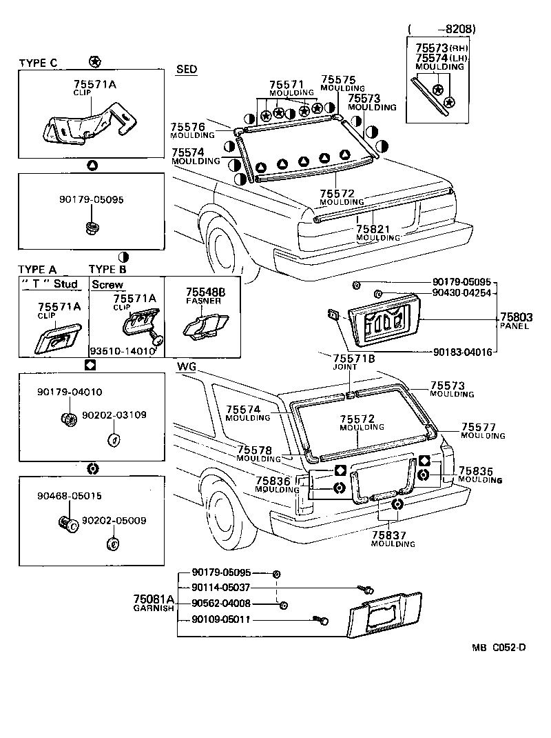Toyota 75581-22040 MOULDING, BACK WINDOW CORNER, UPPER RH