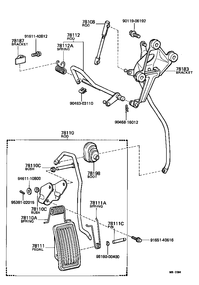 78170-22090 BRACKET, ACCELERATOR LINK ROD product image