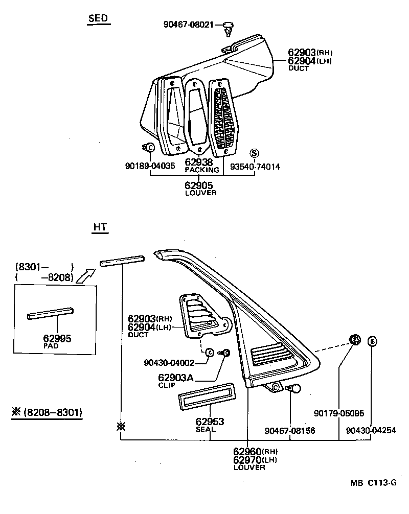 62906-29185 LOUVER ASSY, ROOF SIDE VENT, LH product image