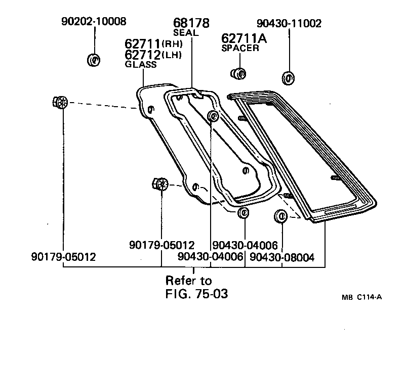 62712-22070 GLASS, QUARTER WINDOW, LH product image