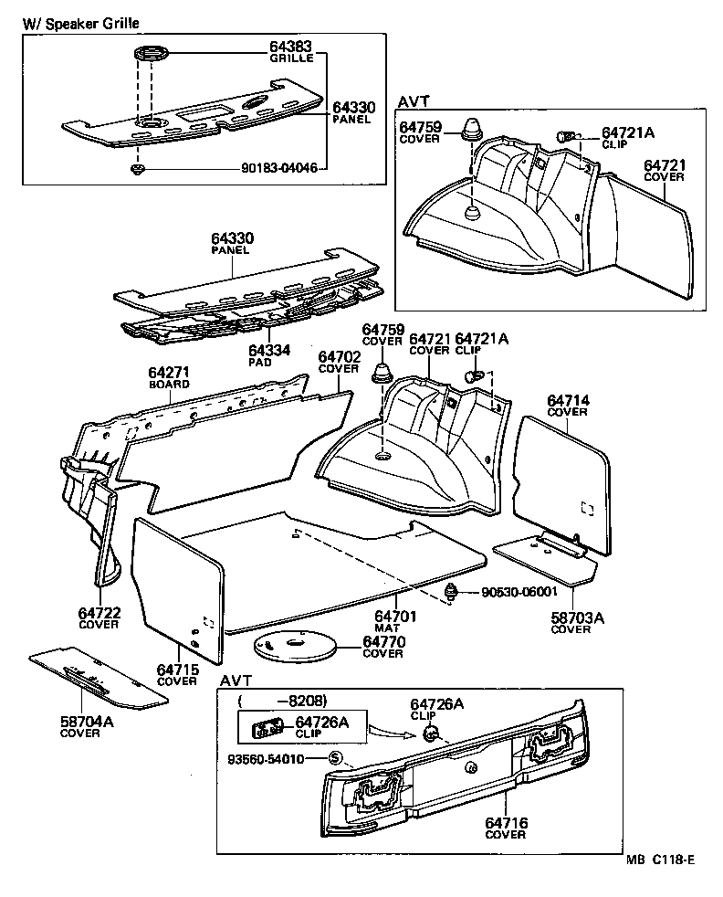 64716-22090 COVER, LUGGAGE COMPARTMENT, REAR CENTER product image