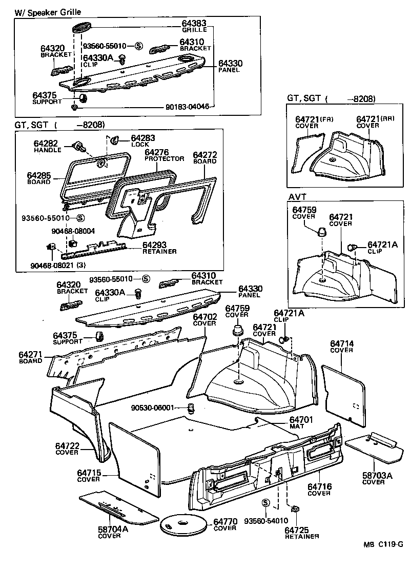 64716-22090 COVER, LUGGAGE COMPARTMENT, REAR CENTER product image