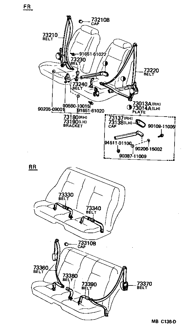 73370-22080-06 BELT ASSY, REAR SEAT 3 POINT TYPE, OUTER LH product image