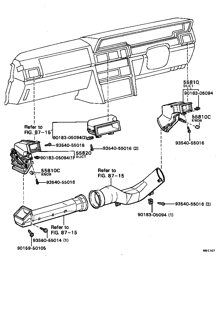 55087-95800 DUCT ASSY, SIDE VENTILATOR, LH product image
