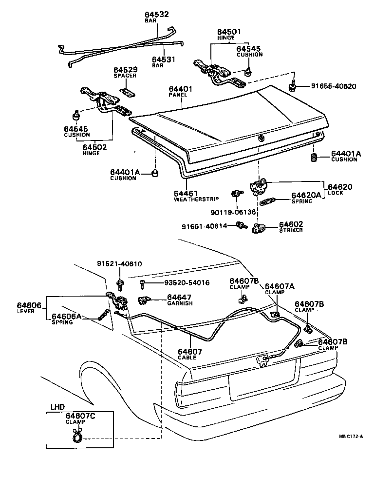 64607-22040 CABLE SUB-ASSY, LUGGAGE DOOR LOCK CONTROL product image