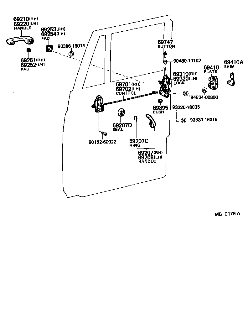 69320-95213 LOCK ASSY, FRONT DOOR, LH product image