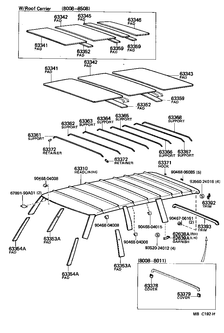 Toyota 63345-90A01 PAD, ROOF SILENCER, NO.5