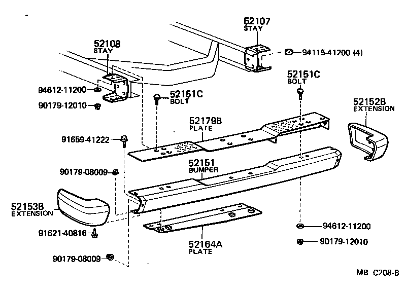 52057-60010 PAD, REAR BUMPER, CENTER product image