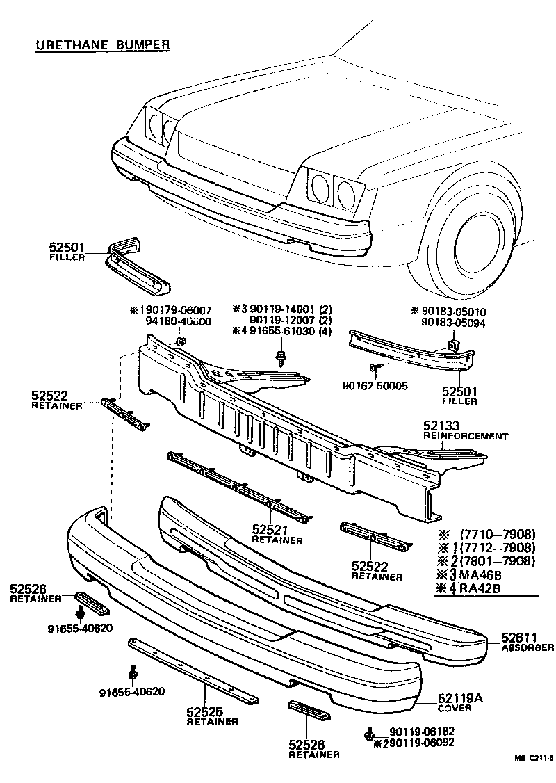 Toyota 52611-14011 ABSORBER, FRONT BUMPER ENERGY