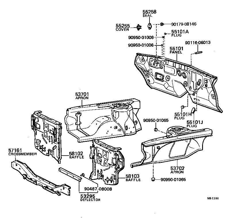 53701-20320 APRON SUB-ASSY, FRONT FENDER, RH product image