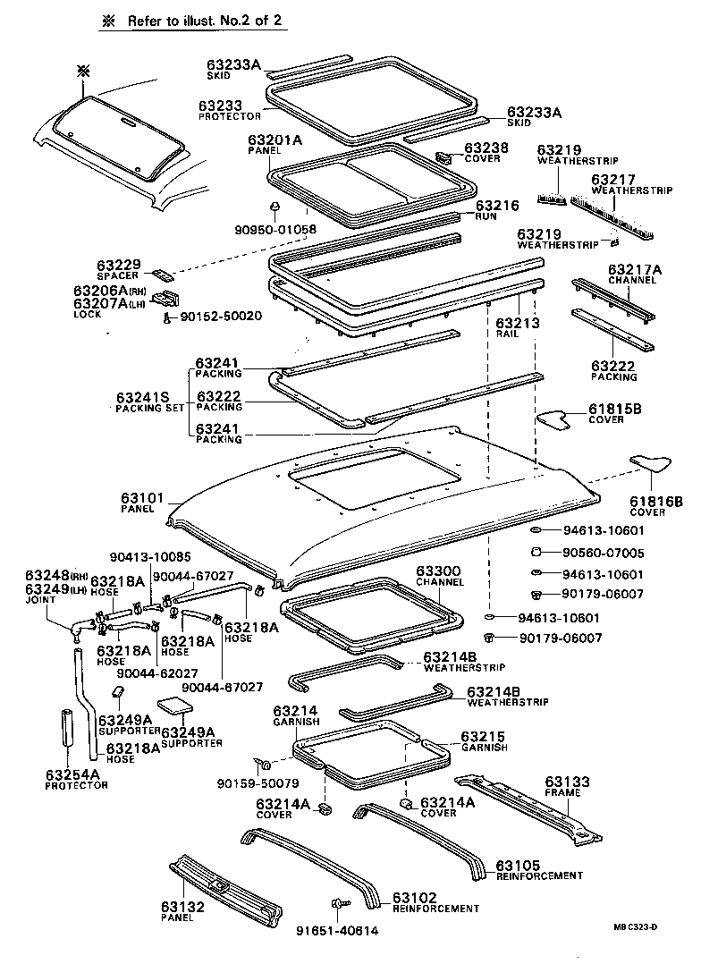 63142-87002 REINFORCEMENT SUB-ASSY, ROOF PANEL, REAR product image