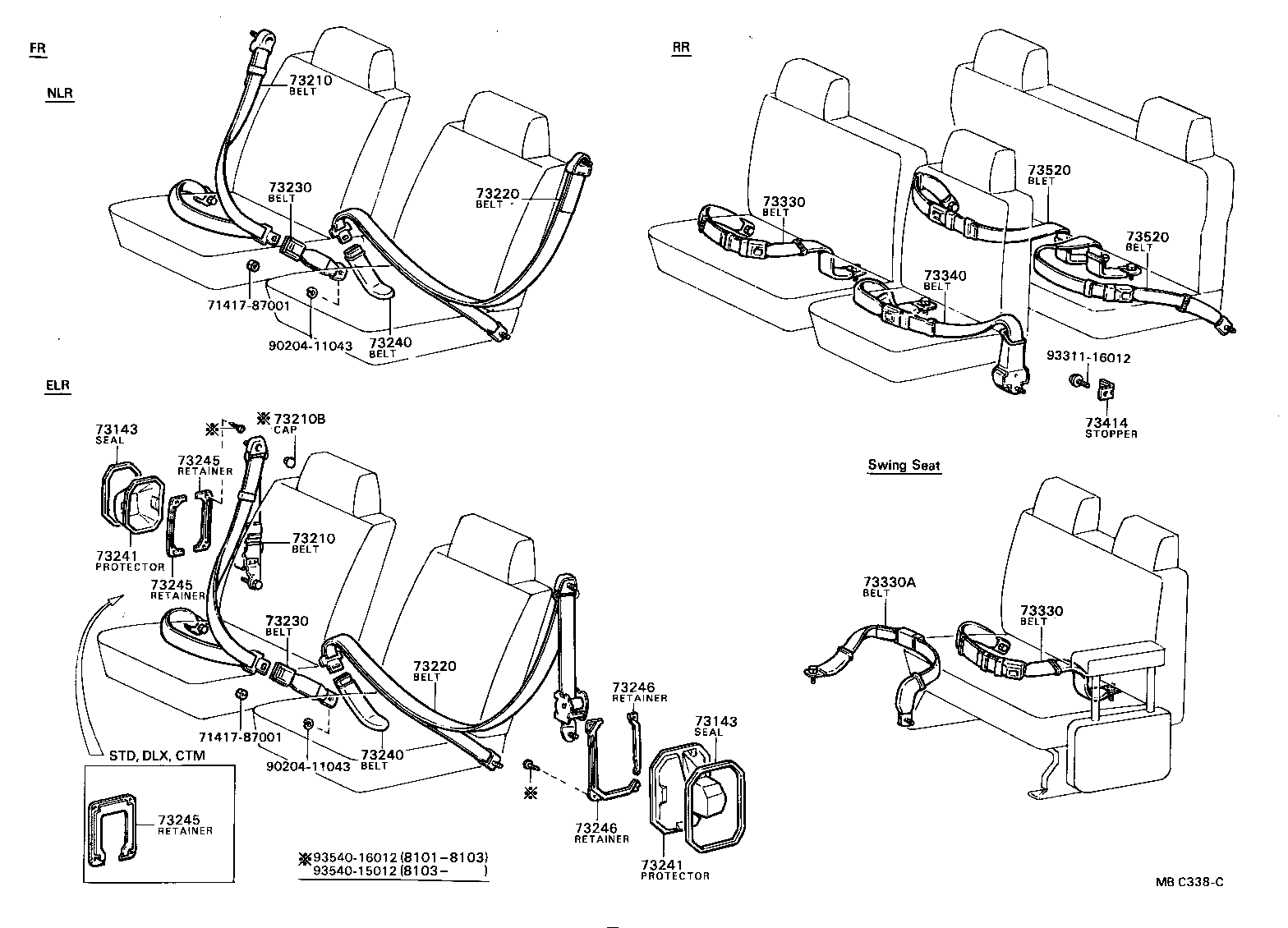 73230-87005-01 BELT ASSY, FRONT SEAT INNER, RH product image
