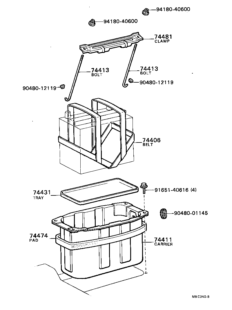 74401-28010 BRACKET, BATTERY, FR product image