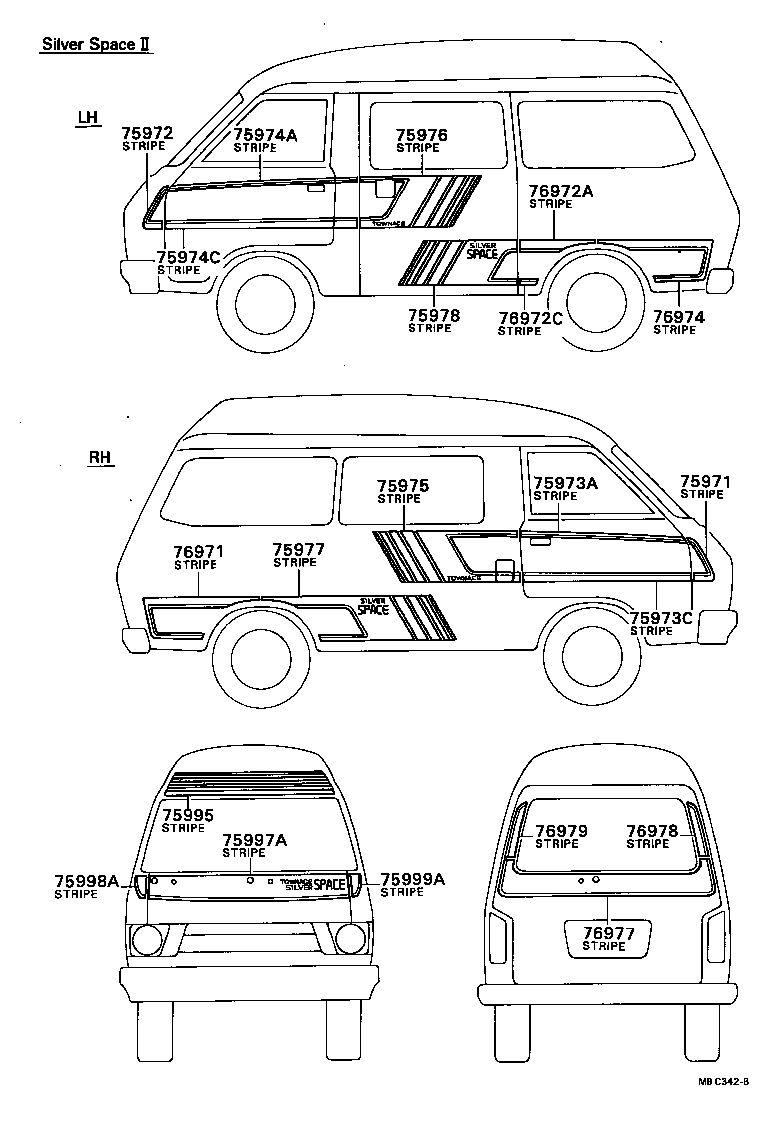 75976-87010 STRIPE, SIDE, LH NO.2(FOR LOWER) product image