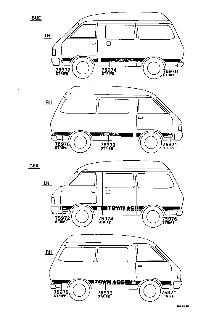 75976-87010 STRIPE, SIDE, LH NO.2(FOR LOWER) product image