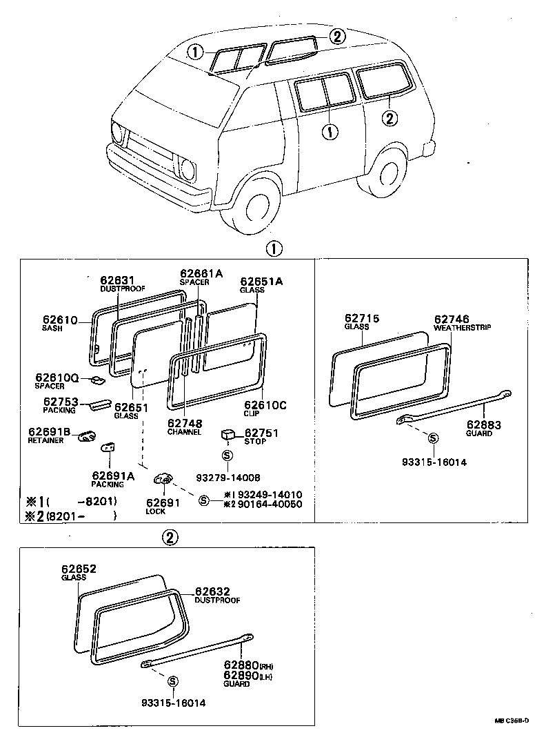 62713-87005 GLASS, SIDE WINDOW, NO.2, FRONT (FOR SLIDE TYPE) product image